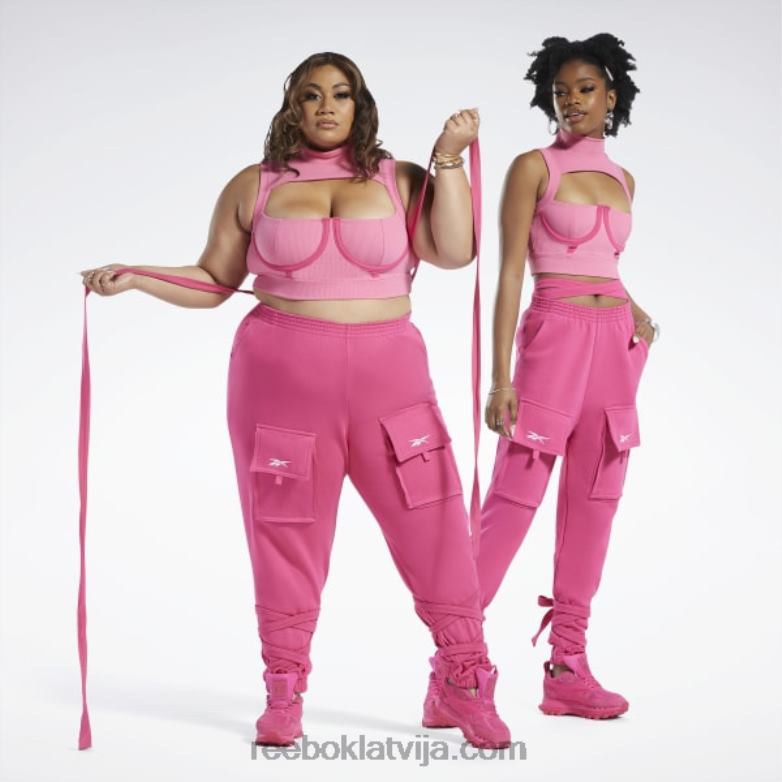 Cardi b crop top (plus izmērs) sievietes 0T464479 Reebok astro rozā/rozā saplūšana