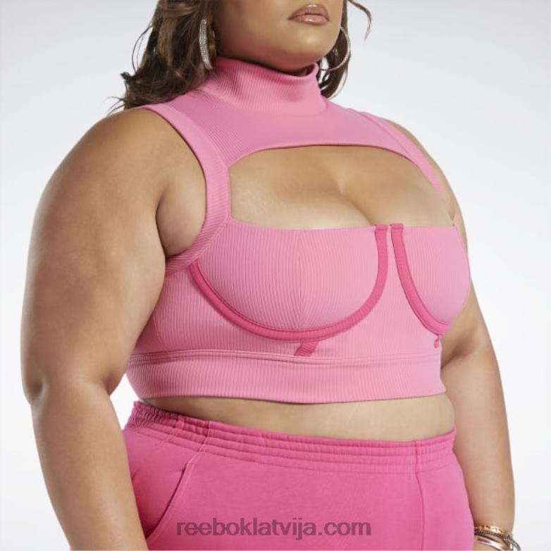 Cardi b crop top (plus izmērs) sievietes 0T464479 Reebok astro rozā/rozā saplūšana