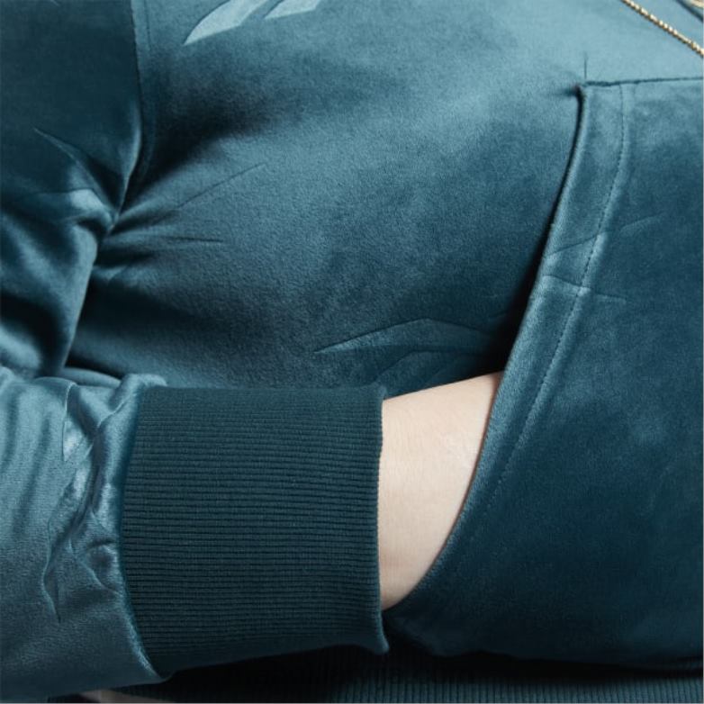 Classics energy q4 velūra džemperis ar rāvējslēdzēju (plus izmērs) sievietes 0T464893 Reebok mežs zaļš