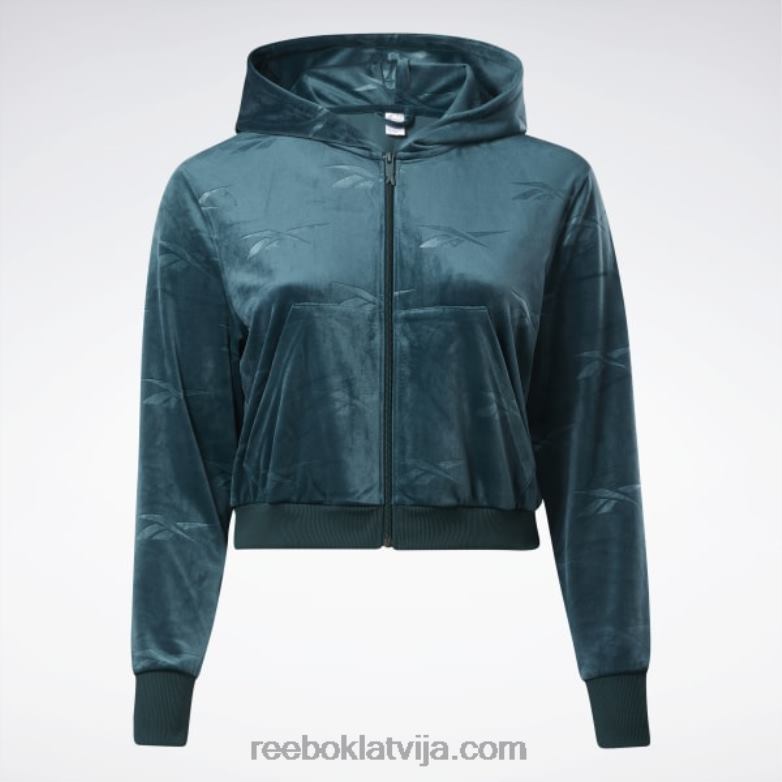 Classics energy q4 velūra džemperis ar rāvējslēdzēju (plus izmērs) sievietes 0T464893 Reebok mežs zaļš