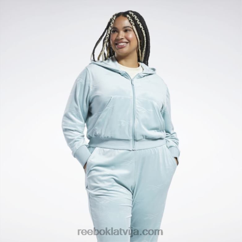 Classics energy q4 velūra džemperis ar rāvējslēdzēju (plus izmērs) sievietes 0T464899 Reebok piejūras pelēks