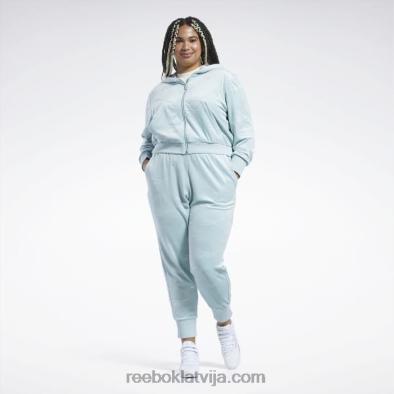 Classics energy q4 velūra džemperis ar rāvējslēdzēju (plus izmērs) sievietes 0T464899 Reebok piejūras pelēks