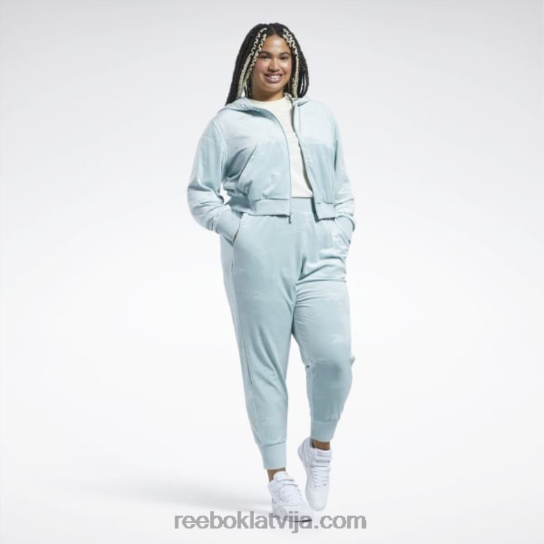 Classics energy q4 velūra džemperis ar rāvējslēdzēju (plus izmērs) sievietes 0T464899 Reebok piejūras pelēks