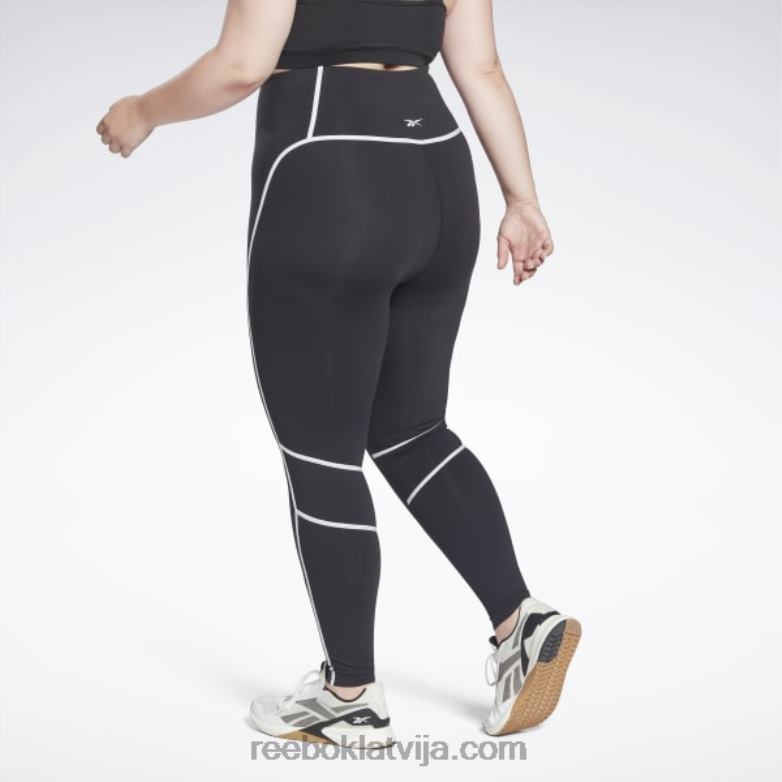 Luksa krāsas bloka zeķubikses ar augstu vidukli (plus izmēra) sievietes 0T464636 Reebok melns