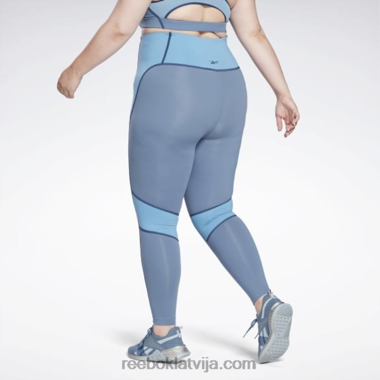 Luksa krāsas bloka zeķubikses ar augstu vidukli (plus izmēra) sievietes 0T464872 Reebok zils šīferis