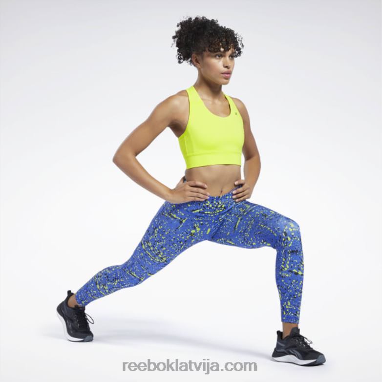 Running essentials augstas ietekmes krūšturis sievietes 0T464484 Reebok skābs dzeltens