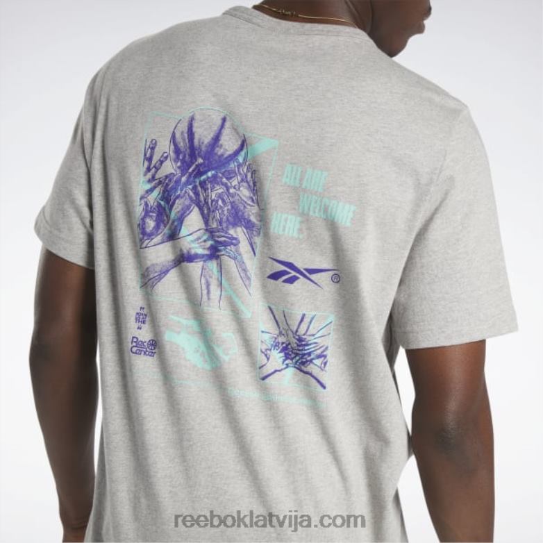 basketbola laukuma top T-krekls vīriešiem 0T4641327 Reebok vidēji pelēki virši