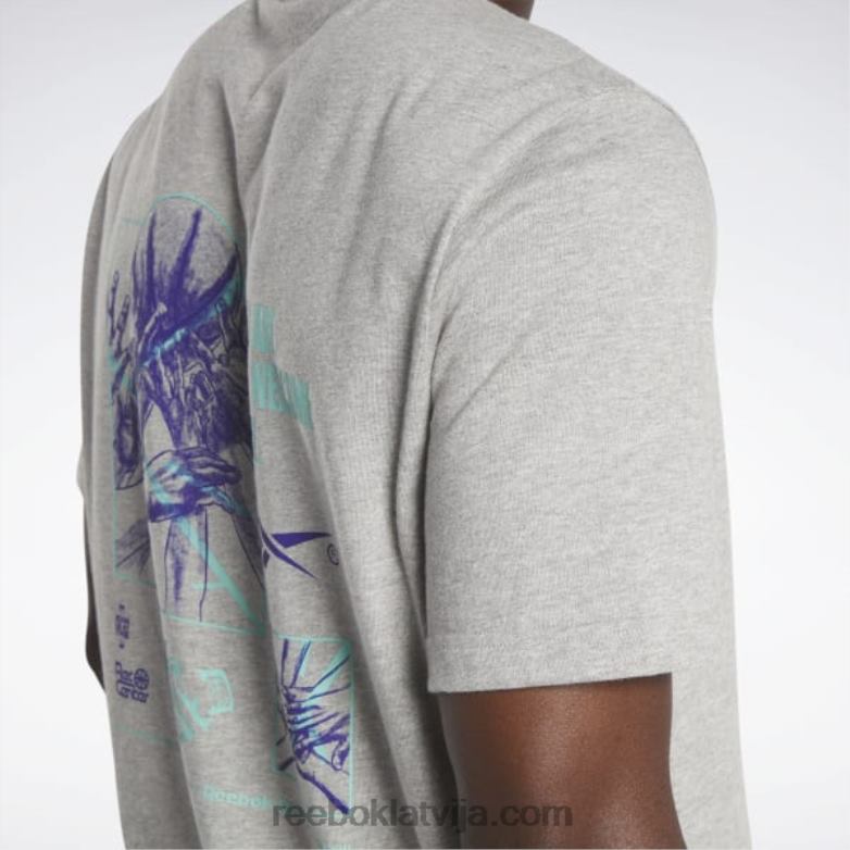 basketbola laukuma top T-krekls vīriešiem 0T4641327 Reebok vidēji pelēki virši