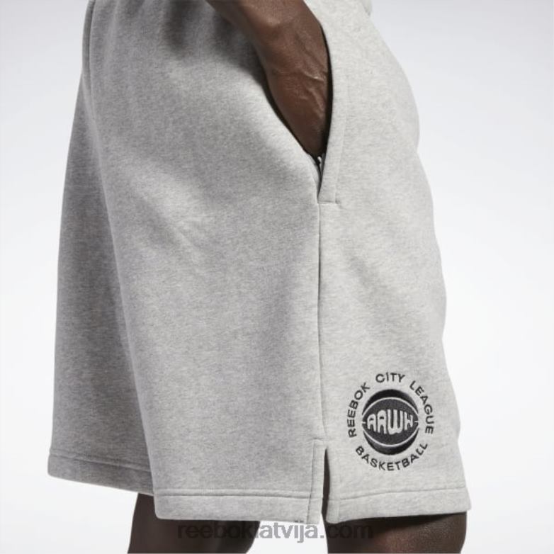 basketbola pilsētas līgas flīsa šorti vīriešiem 0T4641315 Reebok vidēji pelēki virši