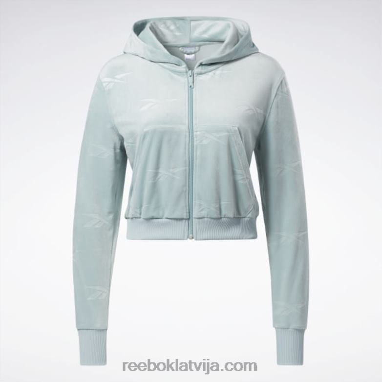 classics energy q4 velūra džemperis ar rāvējslēdzēju sievietes 0T464785 Reebok piejūras pelēks