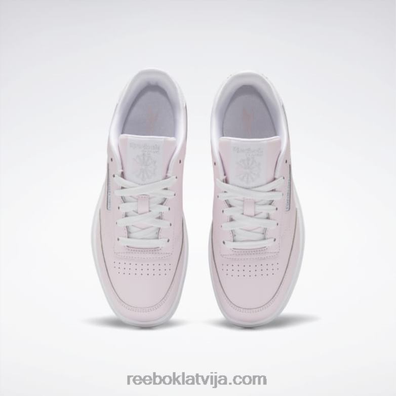 club c 85 dubultās kurpes - klases skola bērni 0T4641442 Reebok porcelāns rozā/ftwr balts/sudrabs met