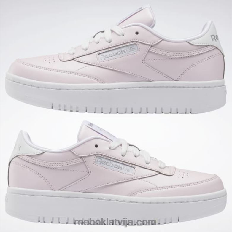 club c 85 dubultās kurpes - klases skola bērni 0T4641442 Reebok porcelāns rozā/ftwr balts/sudrabs met