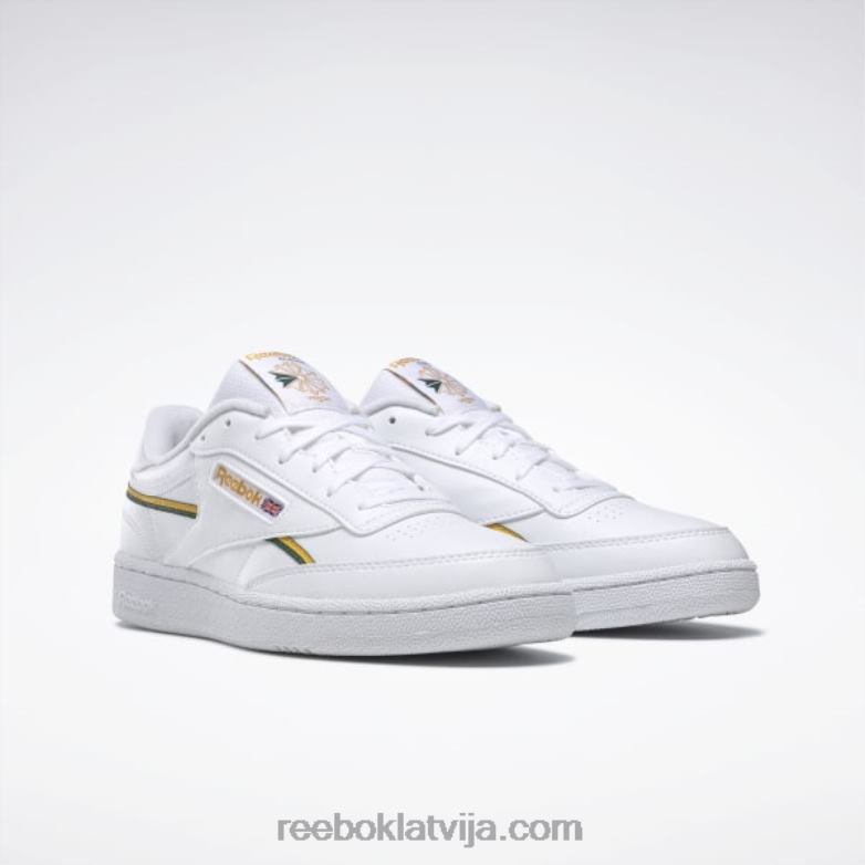 club c 85 vegānu apavi0T464313 Reebok ftwr balts/koleģiālais zelts/tumši zaļš