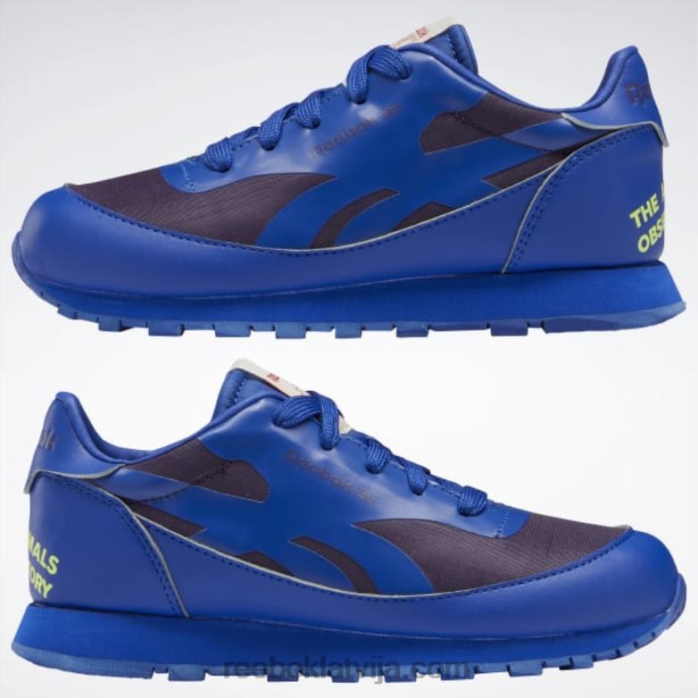 dzīvnieku observatorija klasiskās ādas apavi - pirmsskolas bērni 0T4641395 Reebok kobalta/violetas prasmes/saules skābe dzeltena