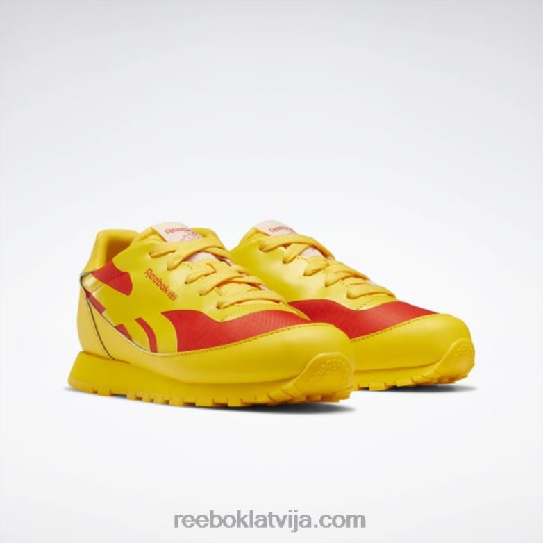 dzīvnieku observatorija klasiskās ādas apavi - pirmsskolas bērni 0T4641407 Reebok vienmēr dzeltens/sacīkšu sarkans