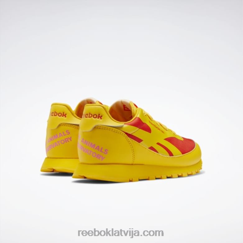 dzīvnieku observatorija klasiskās ādas apavi - pirmsskolas bērni 0T4641407 Reebok vienmēr dzeltens/sacīkšu sarkans