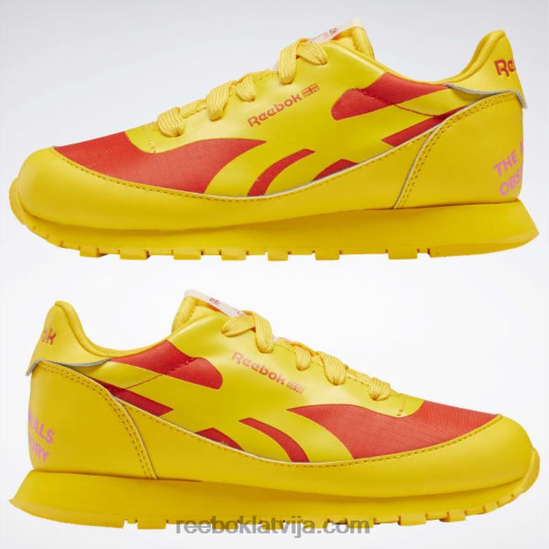 dzīvnieku observatorija klasiskās ādas apavi - pirmsskolas bērni 0T4641407 Reebok vienmēr dzeltens/sacīkšu sarkans