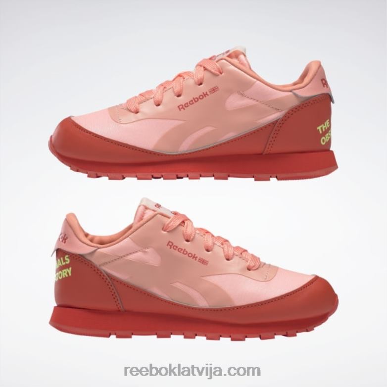 dzīvnieku observatorija klasiskās ādas apavi - pirmsskolas bērni 0T4641426 Reebok sacīkšu sarkana/saules skābe dzeltena