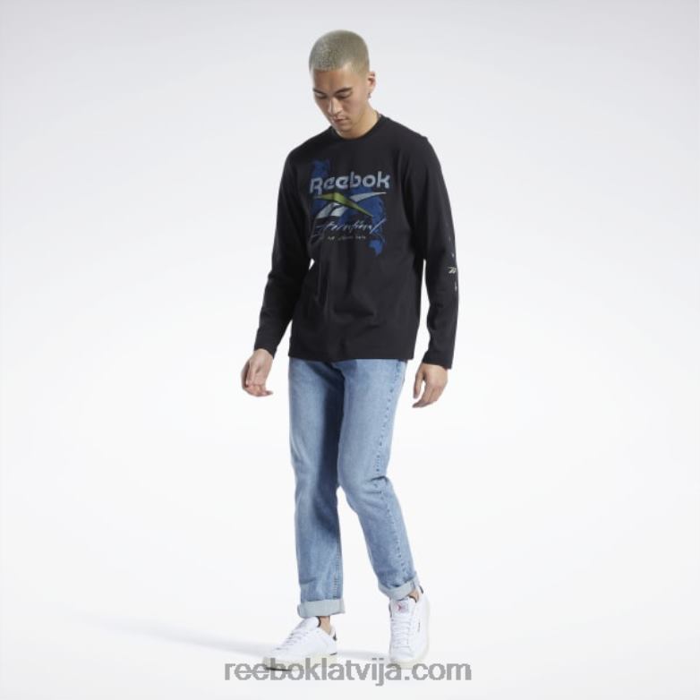 grafiskās sērijas pirmssezonas t-krekls ar garām piedurknēm0T464441 Reebok melns