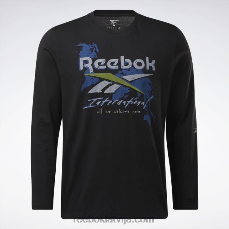 grafiskās sērijas pirmssezonas t-krekls ar garām piedurknēm0T464441 Reebok melns
