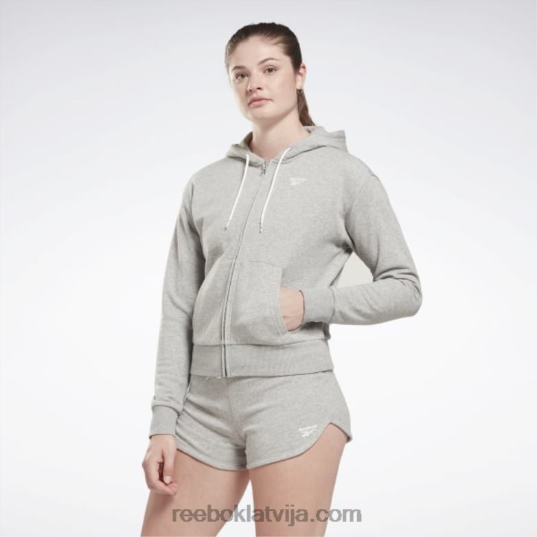 identitāte mazs logotips franču frotē kapuci ar rāvējslēdzēju sievietes 0T464513 Reebok vidēji pelēki virši