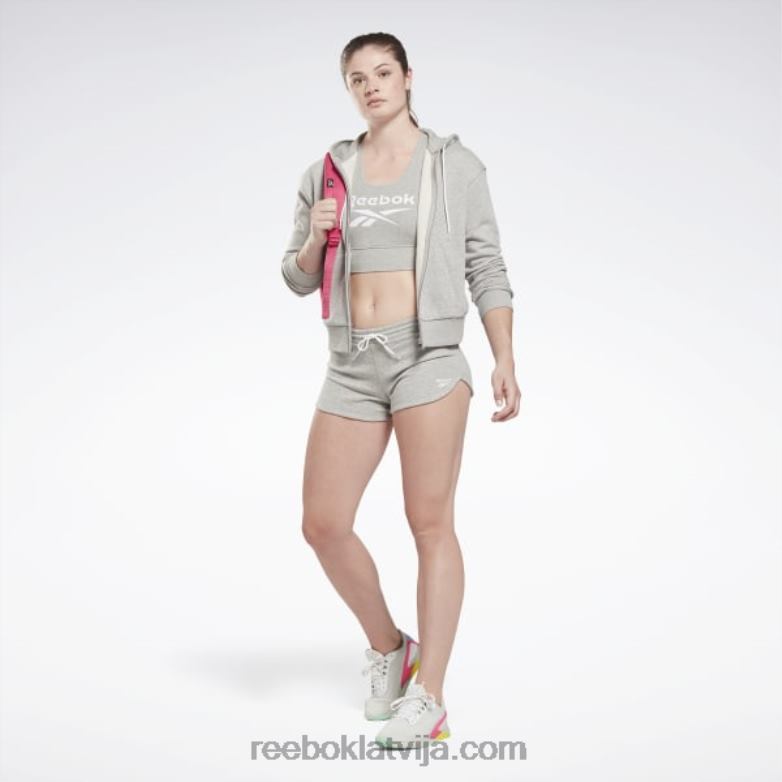 identitāte mazs logotips franču frotē kapuci ar rāvējslēdzēju sievietes 0T464513 Reebok vidēji pelēki virši