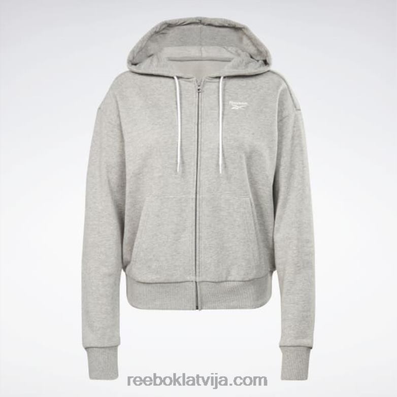 identitāte mazs logotips franču frotē kapuci ar rāvējslēdzēju sievietes 0T464513 Reebok vidēji pelēki virši