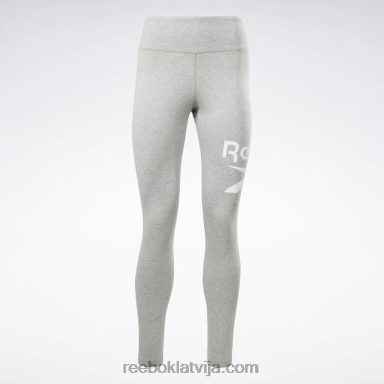identitātes logo legingi sievietes 0T464688 Reebok vidēji pelēks viršu/balts