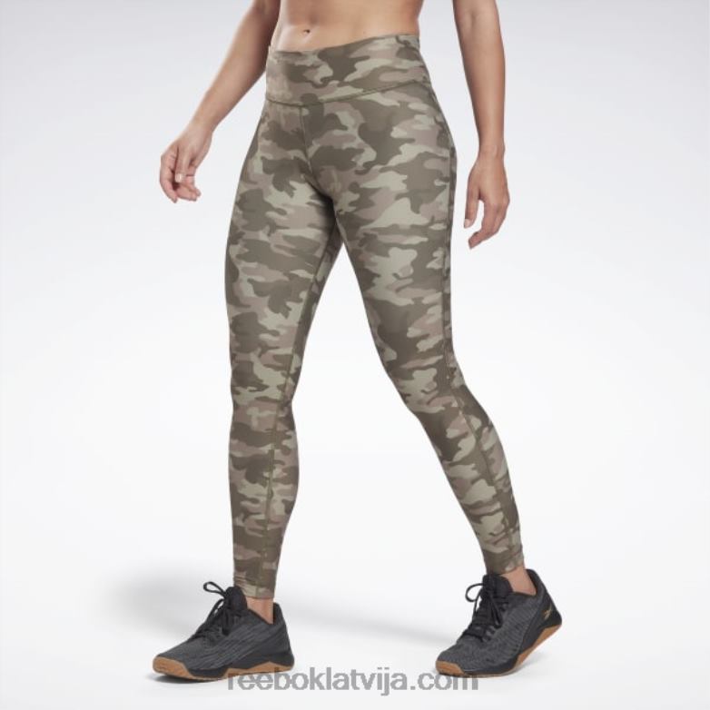 lux bold camo print zeķubikses sievietes 0T464642 Reebok Zaļā armija