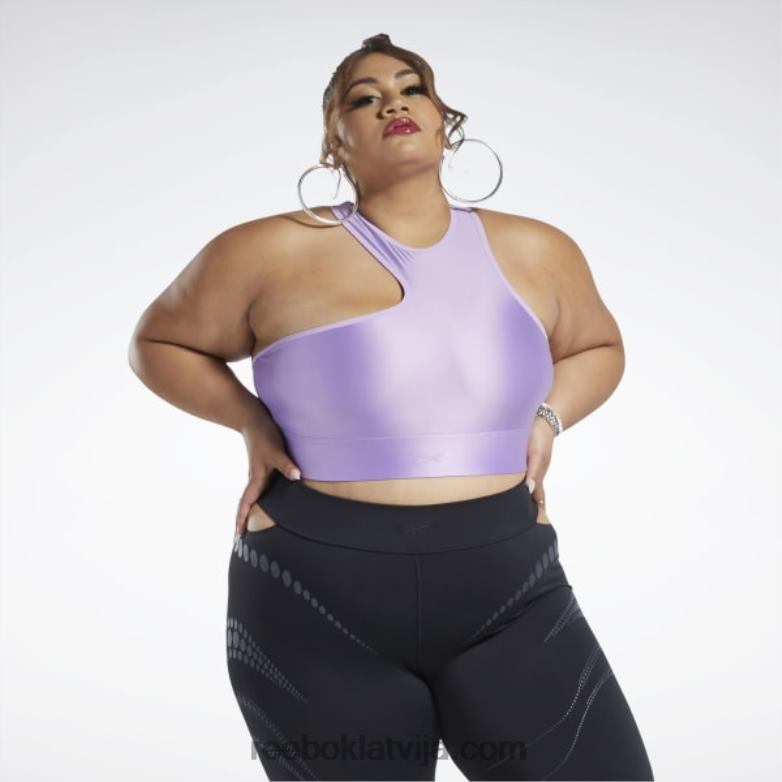 Cardi b viena pleca crop top (plus izmērs) sievietes 0T464461 Reebok neizpratnē violets