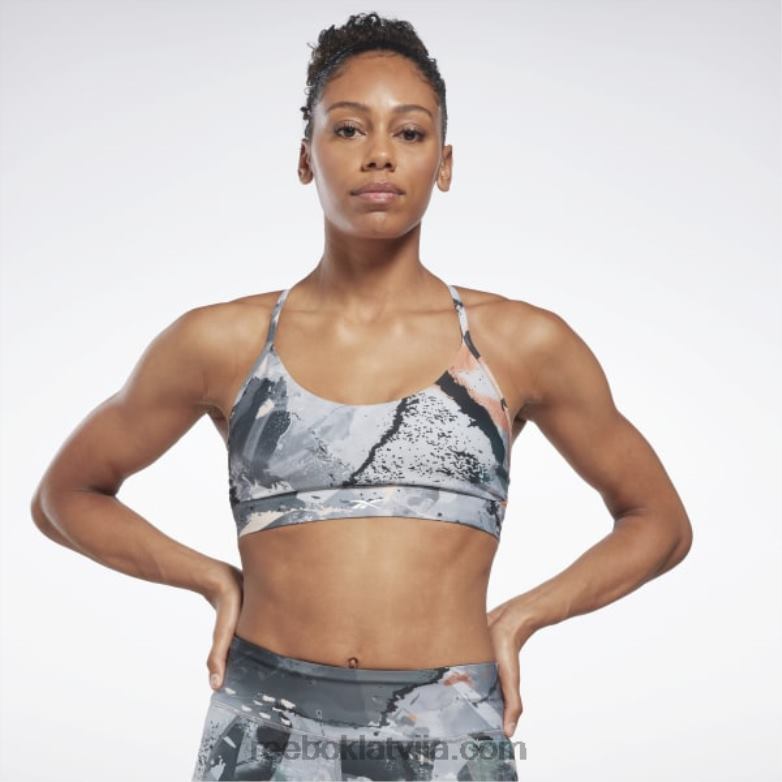 lux strappy allover print treknrakstā krūšturis sievietes 0T464508 Reebok tīri pelēks 3