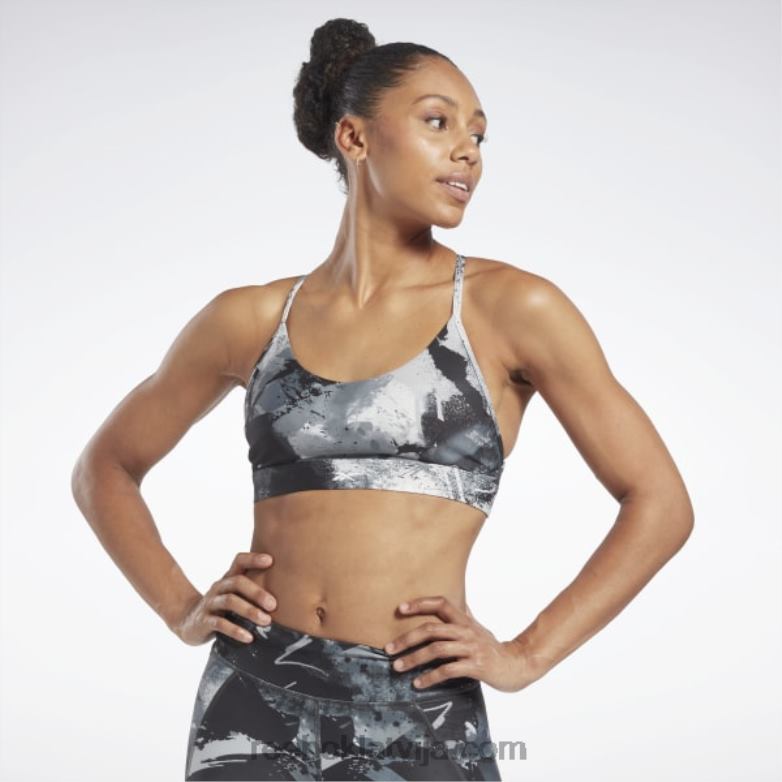 lux strappy allover print treknrakstā krūšturis sievietes 0T464715 Reebok melns