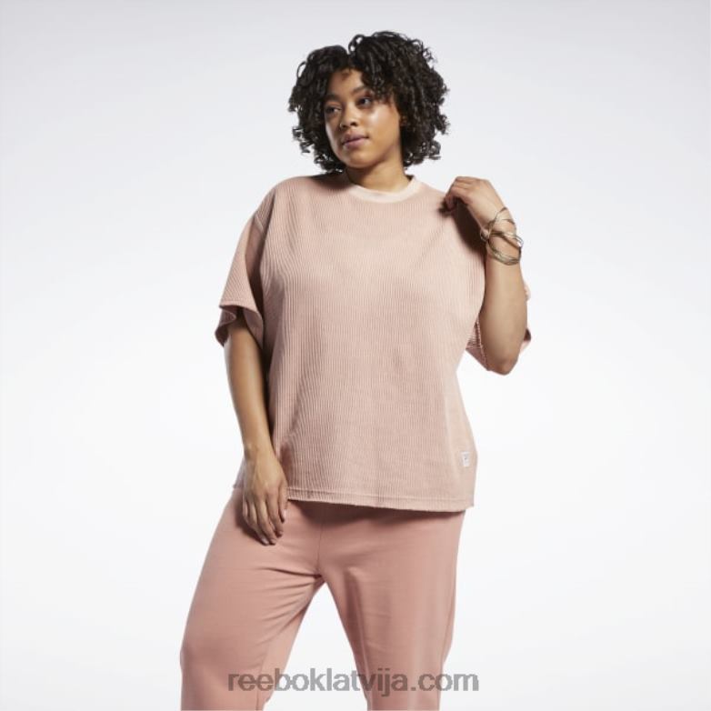 klasisks dabīgas krāsas vafeļu t-krekls (plus izmērs) sievietes 0T464982 Reebok kanjona koraļļi
