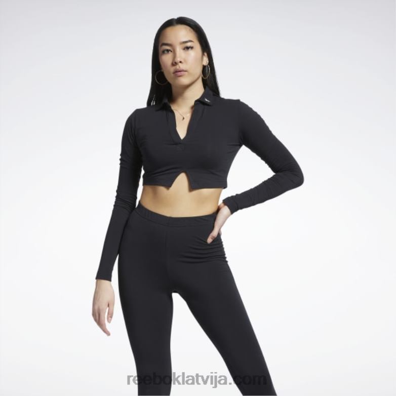 klasisks polo tops ar garām piedurknēm sievietes 0T464669 Reebok melns