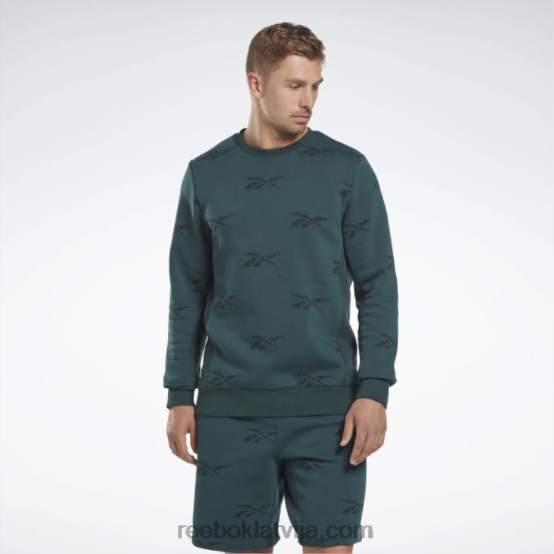 identitātes vektors, flīsa, ekipāžas sporta krekls vīriešiem 0T4641305 Reebok mežs zaļš