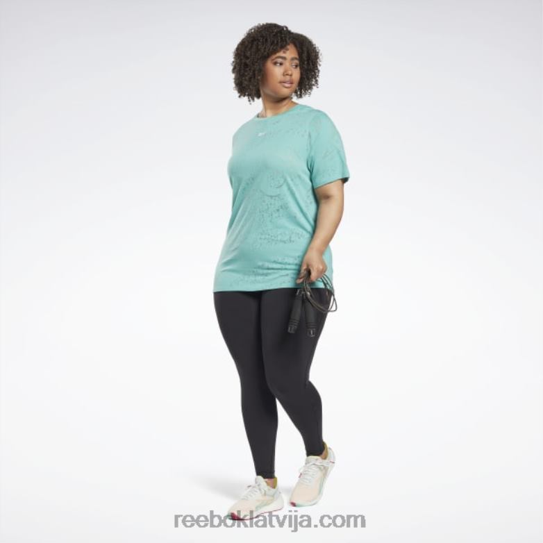 izdegšanas t-krekls (plus izmērs) sievietes 0T464644 Reebok daļēji klasiska zilganzaļa