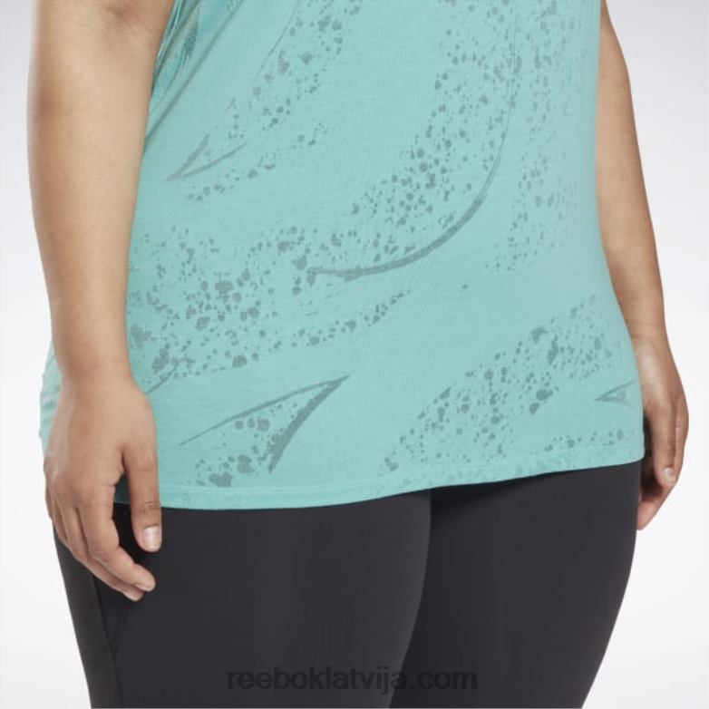 izdegšanas t-krekls (plus izmērs) sievietes 0T464644 Reebok daļēji klasiska zilganzaļa