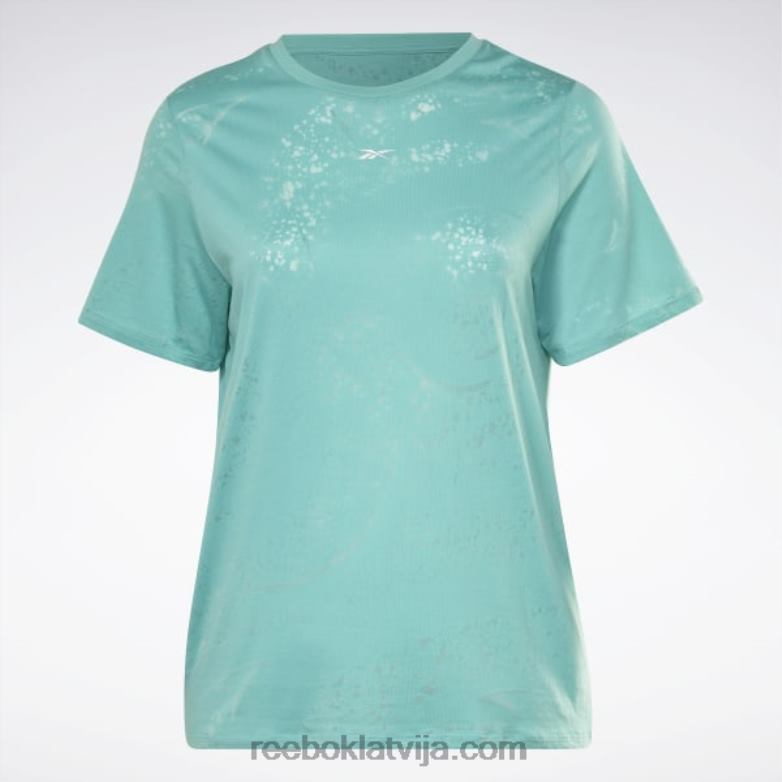 izdegšanas t-krekls (plus izmērs) sievietes 0T464644 Reebok daļēji klasiska zilganzaļa