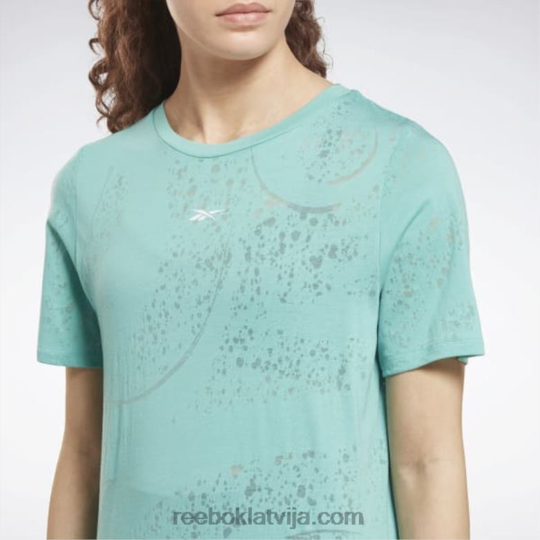 izdegšanas t-krekls sievietes 0T464710 Reebok daļēji klasiska zilganzaļa