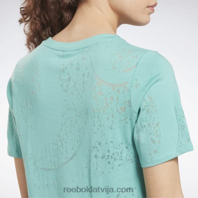 izdegšanas t-krekls sievietes 0T464710 Reebok daļēji klasiska zilganzaļa