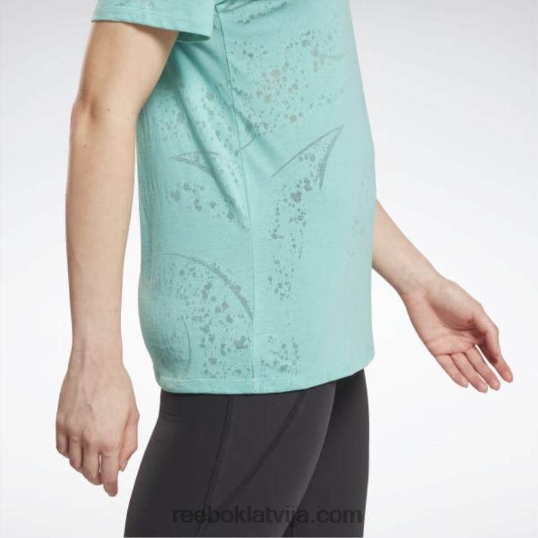 izdegšanas t-krekls sievietes 0T464710 Reebok daļēji klasiska zilganzaļa
