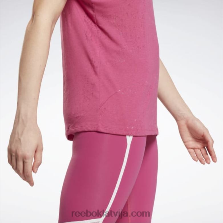 izdegšanas t-krekls sievietes 0T464871 Reebok daļēji lepni rozā
