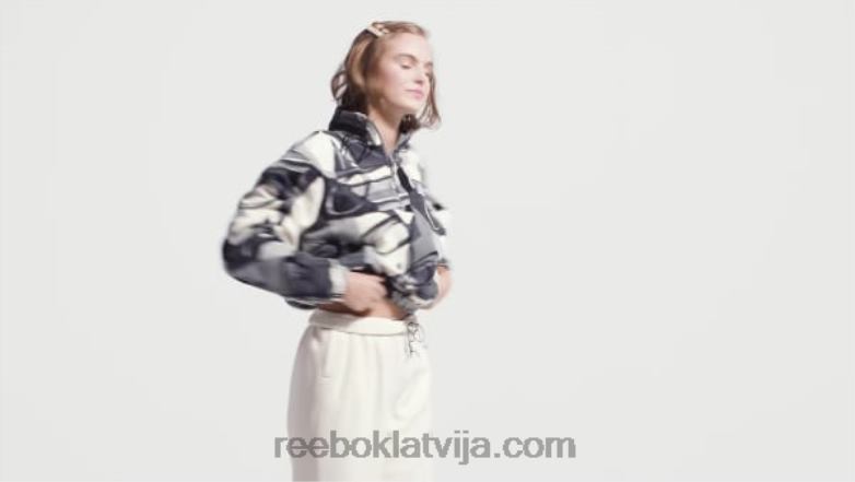klasiska ziemas apdruka sporta krekls ar pusrāvējslēdzēju sievietes 0T464848 Reebok tīri pelēks 5