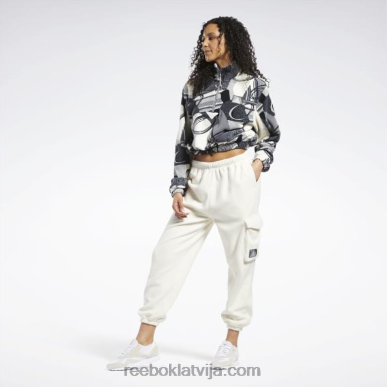 klasiska ziemas apdruka sporta krekls ar pusrāvējslēdzēju sievietes 0T464848 Reebok tīri pelēks 5