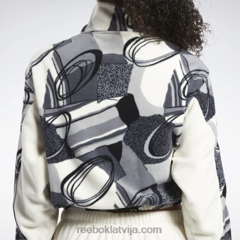 klasiska ziemas apdruka sporta krekls ar pusrāvējslēdzēju sievietes 0T464848 Reebok tīri pelēks 5