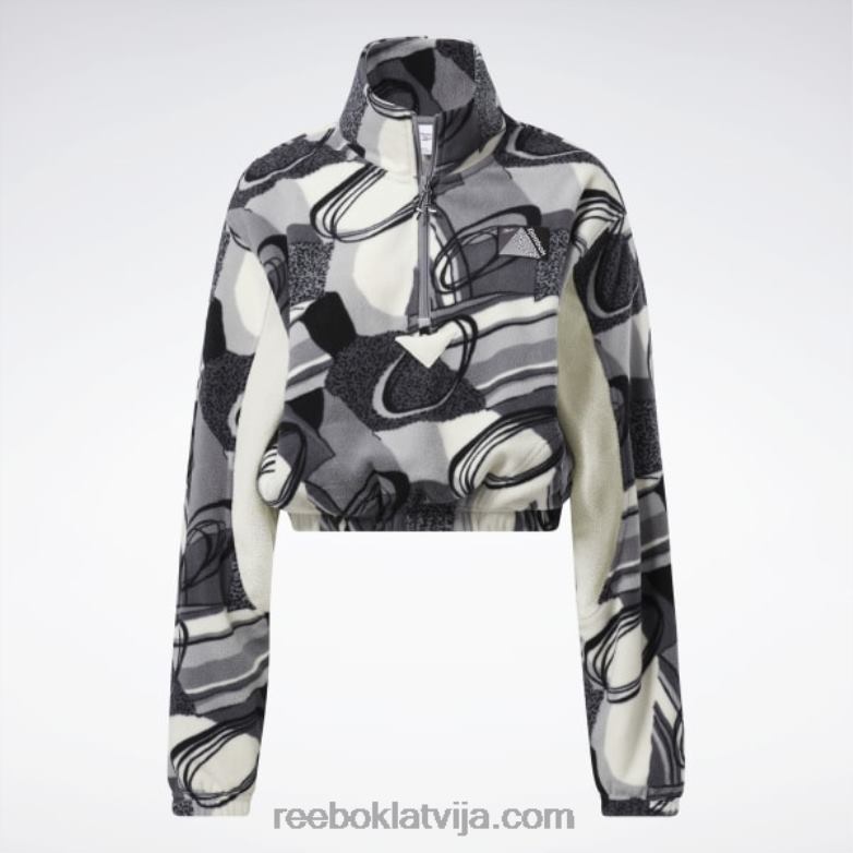 klasiska ziemas apdruka sporta krekls ar pusrāvējslēdzēju sievietes 0T464848 Reebok tīri pelēks 5