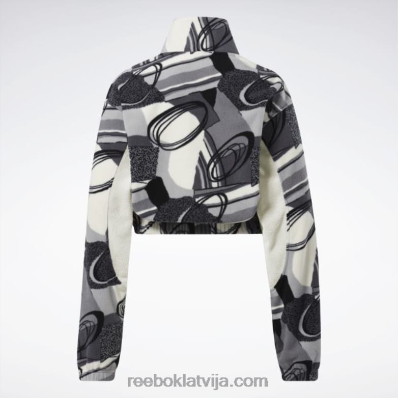 klasiska ziemas apdruka sporta krekls ar pusrāvējslēdzēju sievietes 0T464848 Reebok tīri pelēks 5