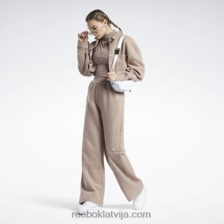 klasiskas reversa flīsa platas bikses sievietes 0T464259 Reebok taupe