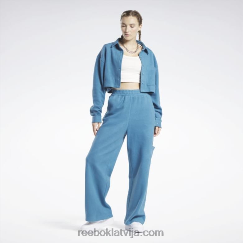 klasiskas reversa flīsa platas bikses sievietes 0T464524 Reebok tēraudzils s23-r