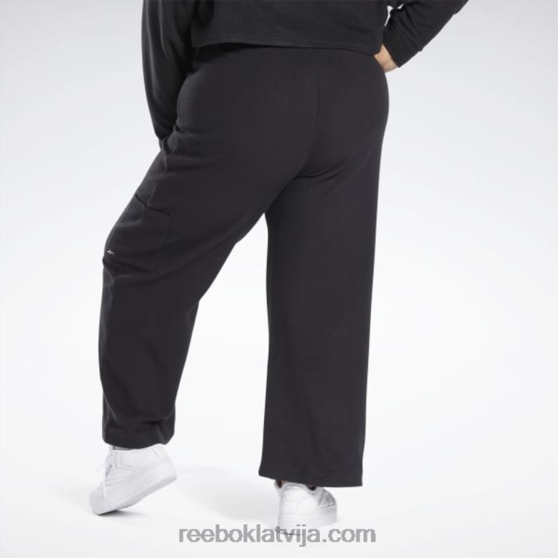 klasiskas reversās flīsa platas bikses (plus izmērs) sievietes 0T464730 Reebok melns